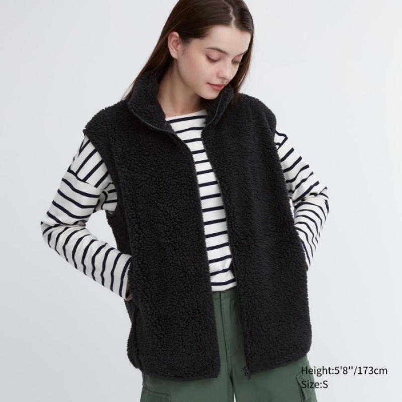 Uniqlo Light Pile-Lined Fleece Vest Dames Zwart | 2020908