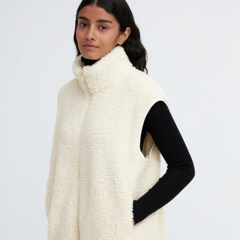 Uniqlo Light Pile-Lined Fleece Vest Dames Wit | 750356