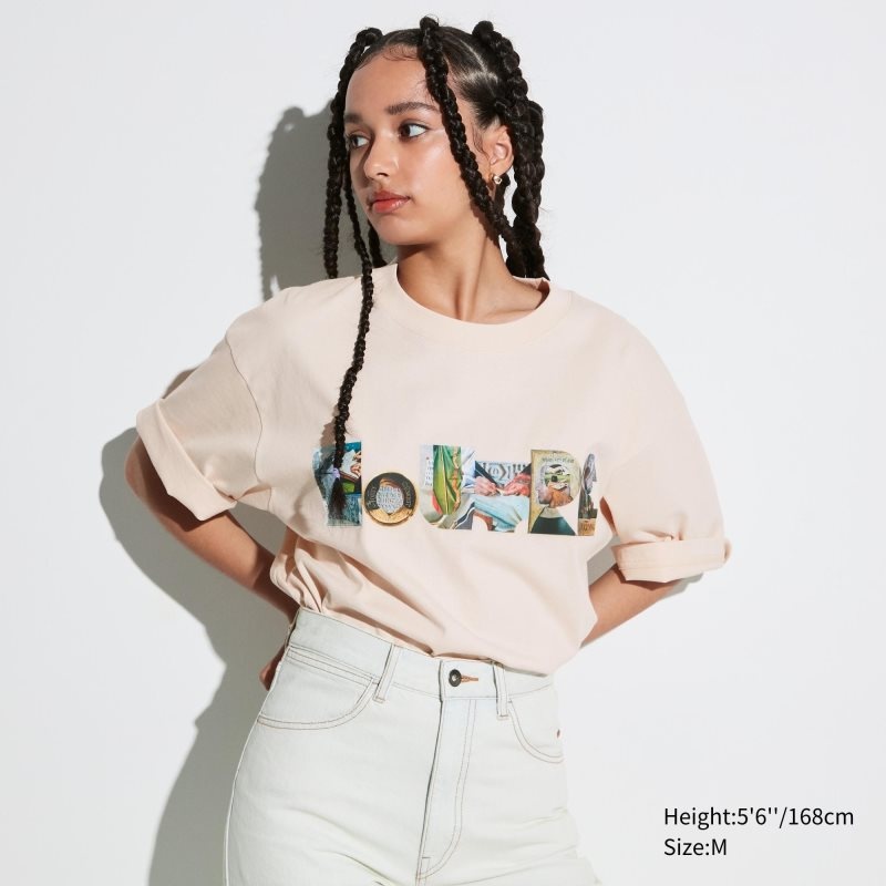 Uniqlo Louvre By M/M Ut Oversized Short-sleeve Graphic T-shirts Heren Beige | 574243