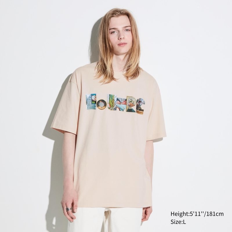 Uniqlo Louvre By M/M Ut Oversized Short-sleeve Graphic T-shirts Heren Beige | 574243