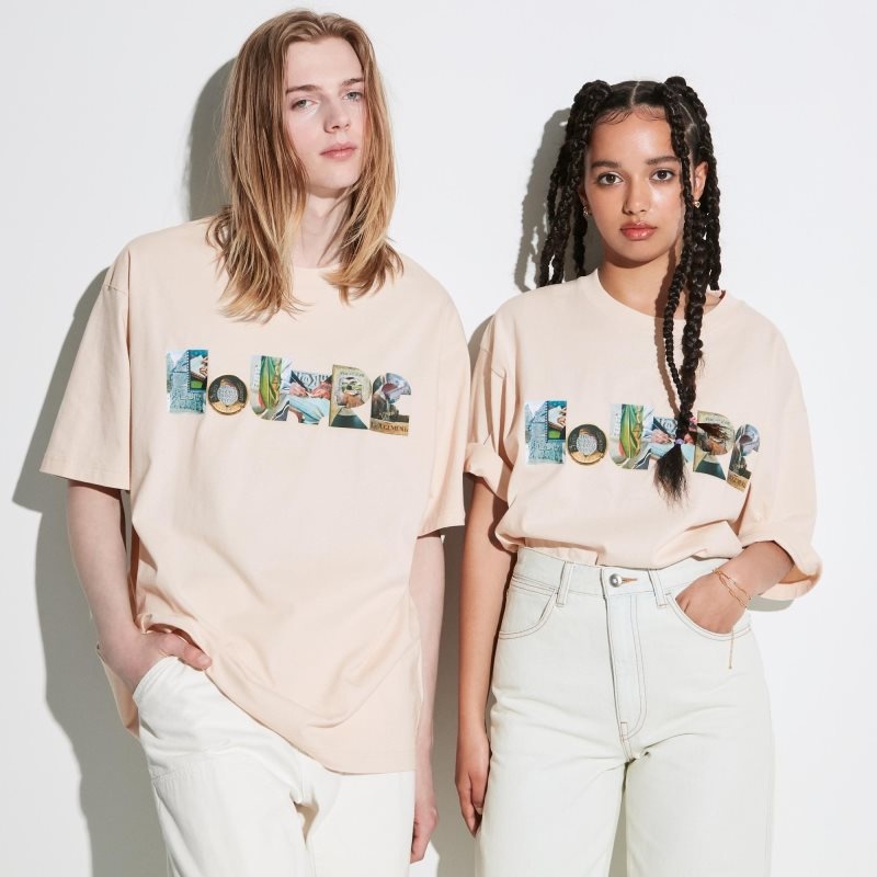 Uniqlo Louvre By M/M Ut Oversized Short-sleeve Graphic T-shirts Heren Beige | 574243