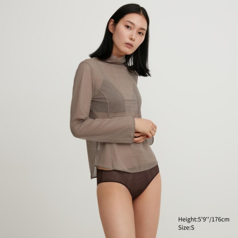 Uniqlo Mesh Regular Korte Broek Dames Bruin | 4570503