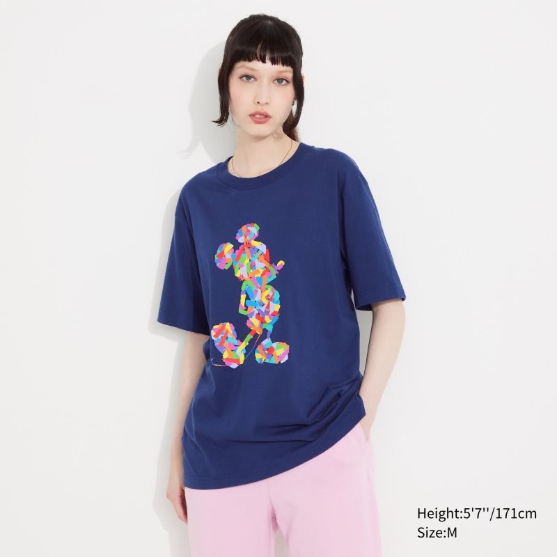 Uniqlo Mickey Stands Ut Short-sleeve Graphic T-shirts Heren Blauw | 3520180