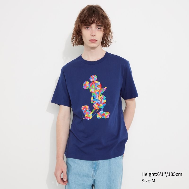 Uniqlo Mickey Stands Ut Short-sleeve Graphic T-shirts Heren Blauw | 3520180