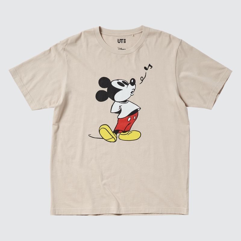 Uniqlo Mickey Stands Ut Short-sleeve Graphic T-shirts Heren Beige | 5968148