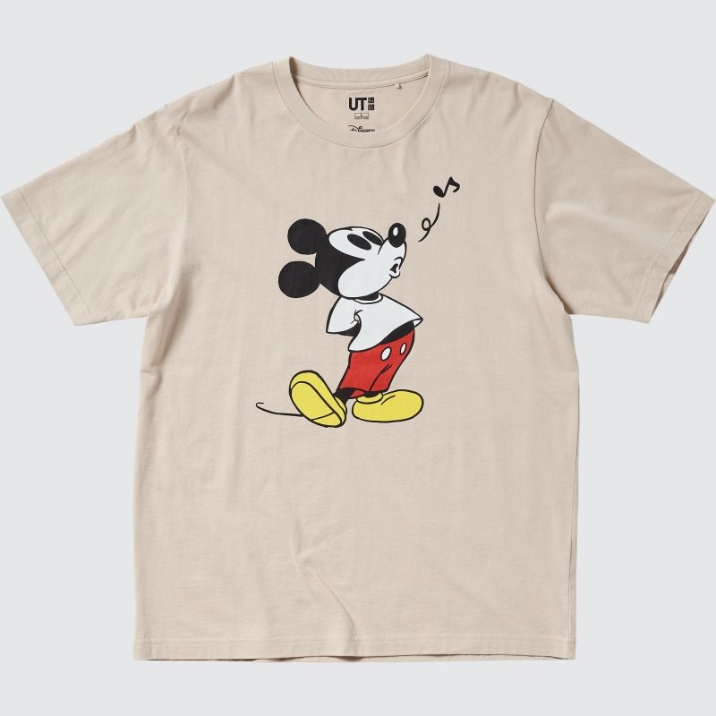 Uniqlo Mickey Stands Ut Short-sleeve Graphic T-shirts Heren Beige | 5968148