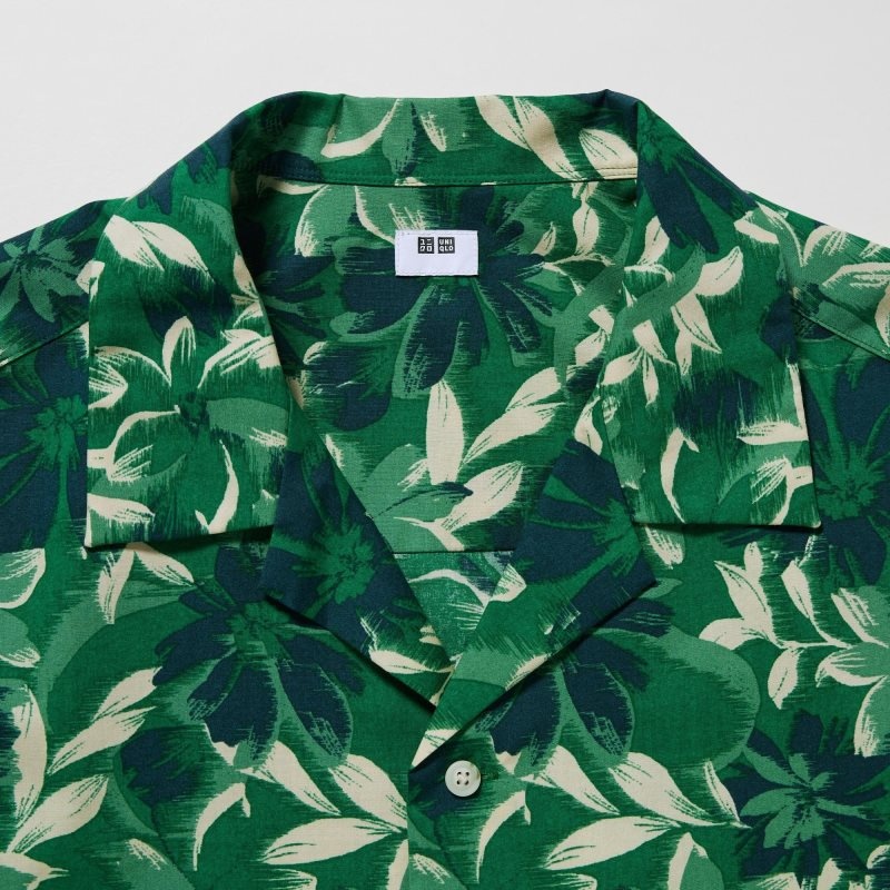Uniqlo Open Collar Short-sleeve Overhemd Heren Groen | 1499067
