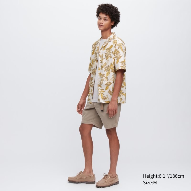 Uniqlo Open Collar Short-sleeve Overhemd Heren Wit | 8383075