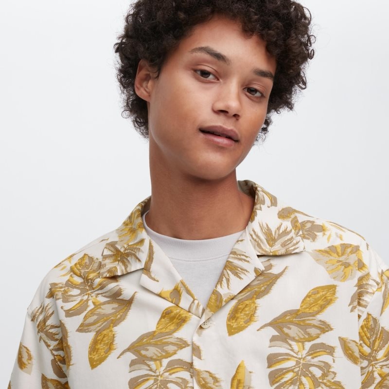 Uniqlo Open Collar Short-sleeve Overhemd Heren Wit | 8383075