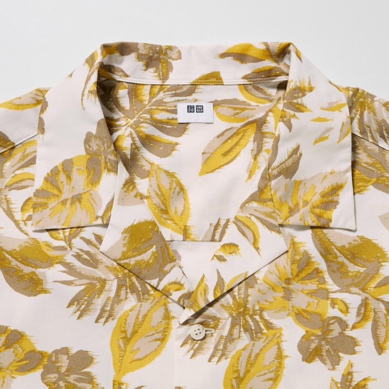 Uniqlo Open Collar Short-sleeve Overhemd Heren Wit | 8383075