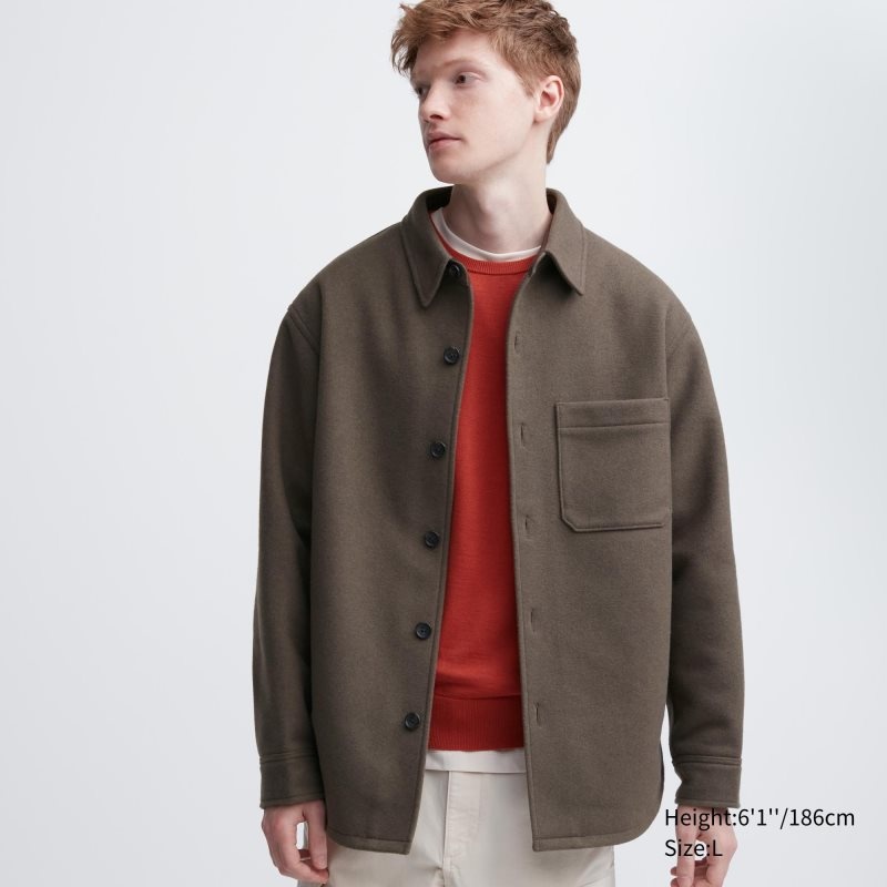 Uniqlo Overshirt Jassen Heren Bruin | 7546142