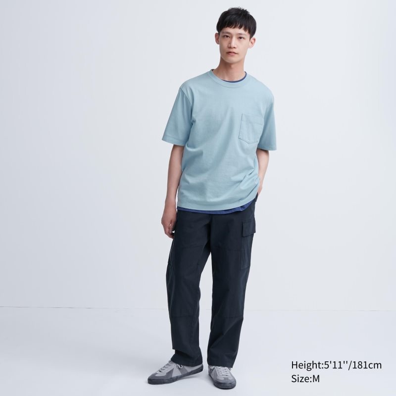 Uniqlo Oversized Pocket Crew Neck Half-sleeve T-shirts Heren Wit | 7619223
