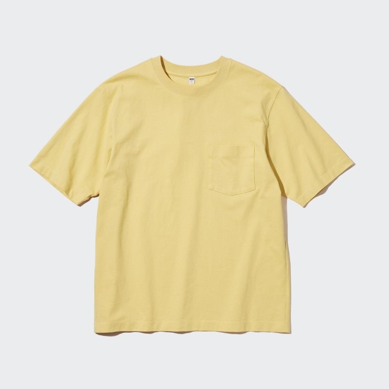 Uniqlo Oversized Pocket Crew Neck Half-sleeve T-shirts Heren Geel | 7165686