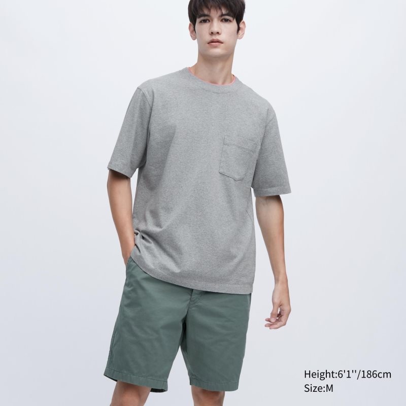 Uniqlo Oversized Pocket Crew Neck Half-sleeve T-shirts Heren Grijs | 3560685