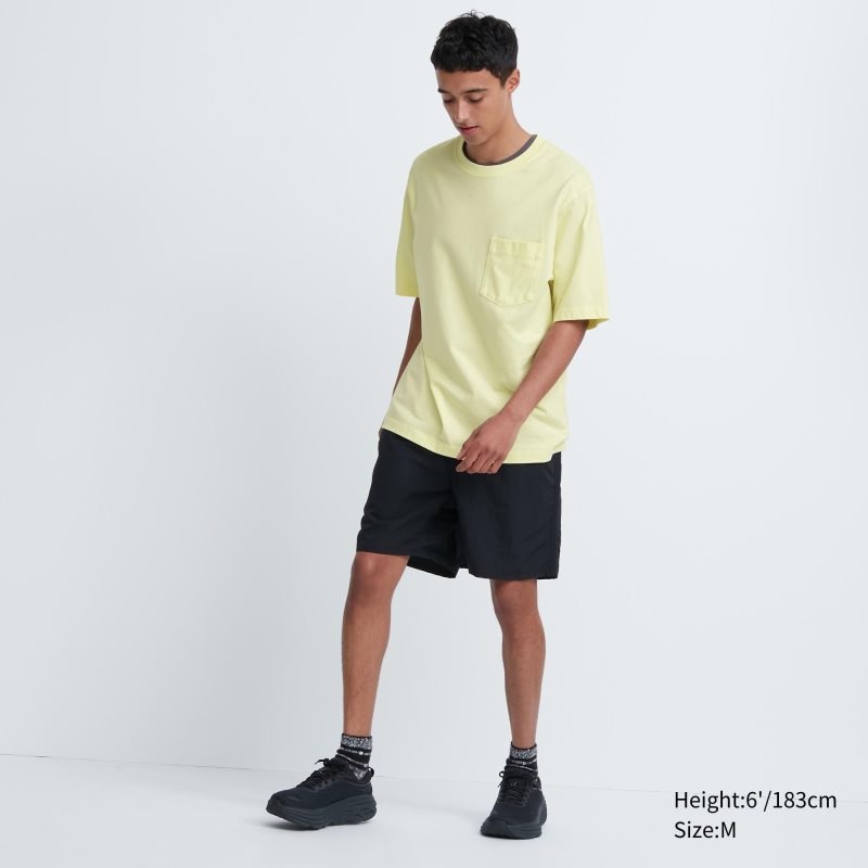 Uniqlo Oversized Pocket Crew Neck Half-sleeve T-shirts Heren Geel | 8176046