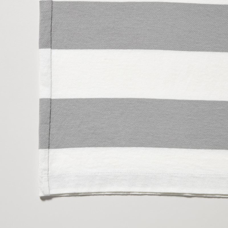 Uniqlo Oversized Striped Half-sleeve T-shirts Heren Grijs | 4453904