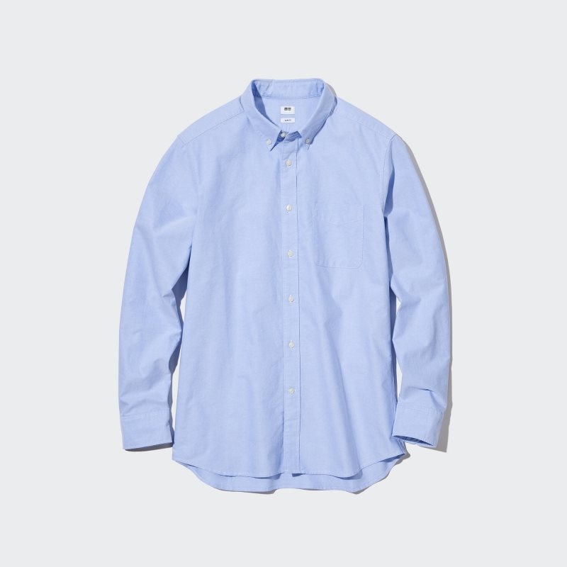 Uniqlo Oxford Slim-fit Long-sleeve Overhemd Heren Blauw | 8174762