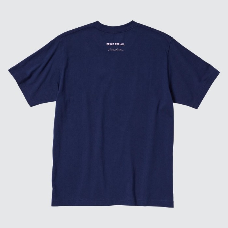 Uniqlo PEACE FOR ALL Lisa Larson Short-Sleeve T-shirts Dames Donkerblauw | 7249181