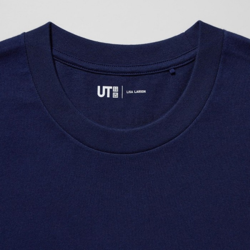 Uniqlo PEACE FOR ALL Lisa Larson Short-Sleeve T-shirts Dames Donkerblauw | 7249181