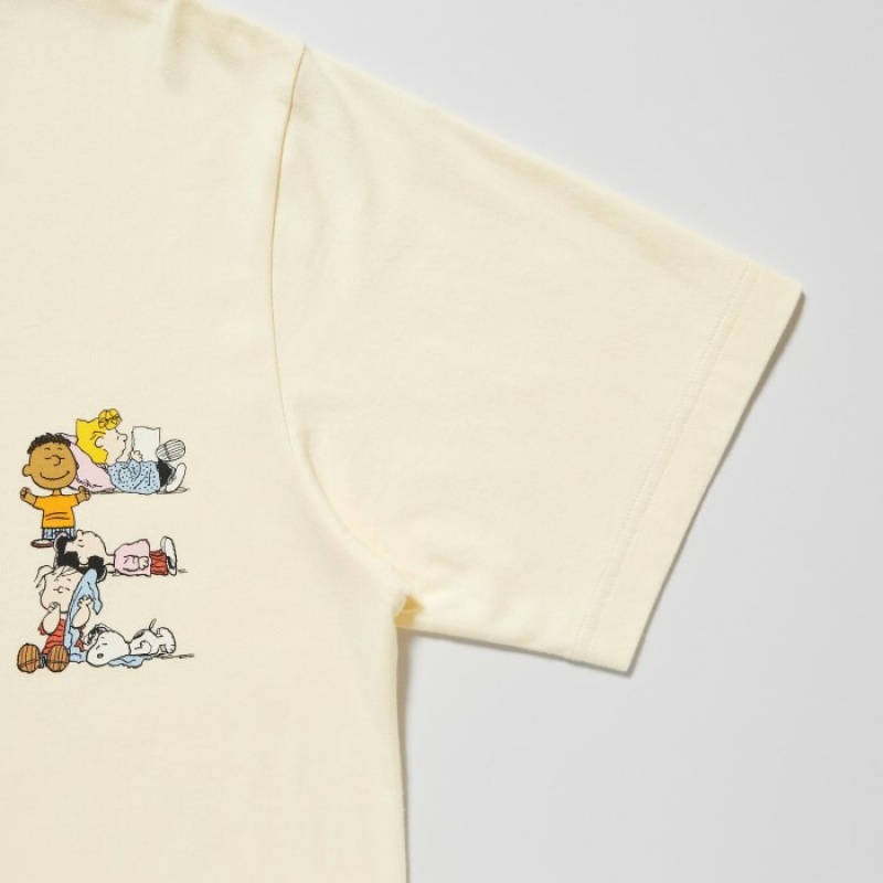 Uniqlo PEACE FOR ALL Short-Sleeve Graphic Peanuts T-shirts Dames Geel | 4645361