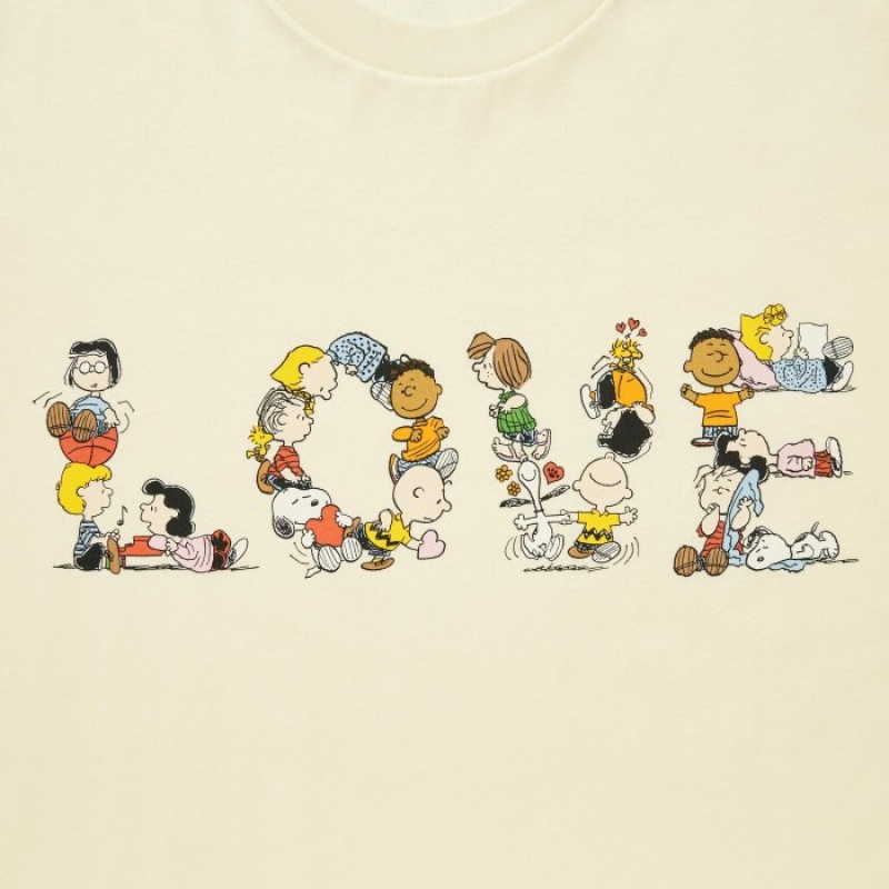 Uniqlo PEACE FOR ALL Short-Sleeve Graphic Peanuts T-shirts Dames Geel | 4645361