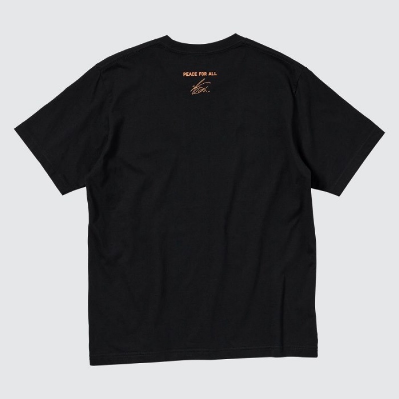Uniqlo PEACE FOR ALL Short-Sleeve Graphic Shingo Kunieda T-shirts Dames Zwart | 3527535