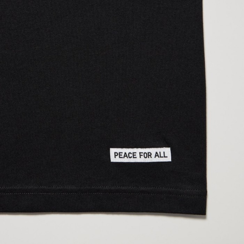Uniqlo PEACE FOR ALL Short-Sleeve Graphic Shingo Kunieda T-shirts Dames Zwart | 3527535