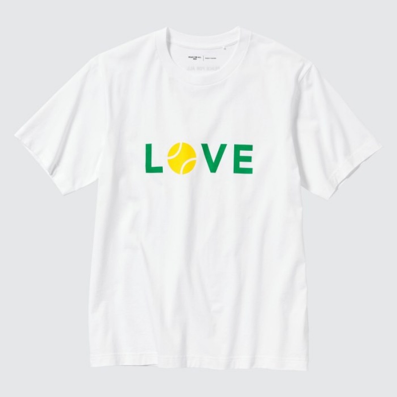 Uniqlo PEACE FOR ALL Short-Sleeve Graphic Roger Federer T-shirts Dames Wit | 8537371