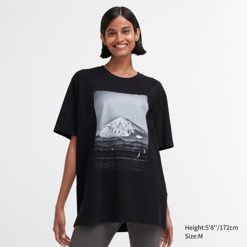 Uniqlo PEACE FOR ALL Short-Sleeve Graphic Daido Moriyama T-shirts Dames Zwart | 204213
