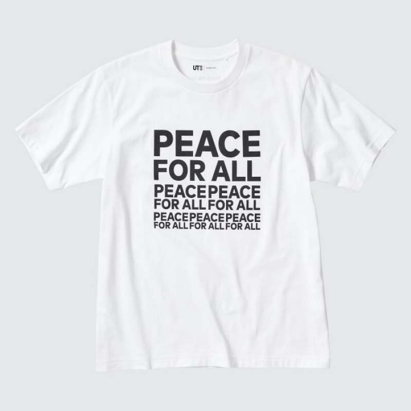 Uniqlo PEACE FOR ALL Short-Sleeve Graphic Kashiwa Sato T-shirts Dames Wit | 7081175