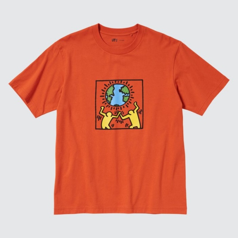 Uniqlo PEACE FOR ALL Short-Sleeve Graphic Keith Haring T-shirts Dames Oranje | 7014432
