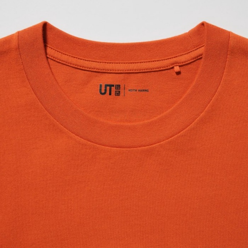 Uniqlo PEACE FOR ALL Short-Sleeve Graphic Keith Haring T-shirts Dames Oranje | 7014432