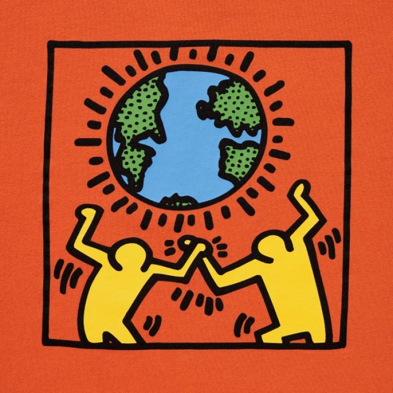 Uniqlo PEACE FOR ALL Short-Sleeve Graphic Keith Haring T-shirts Dames Oranje | 7014432