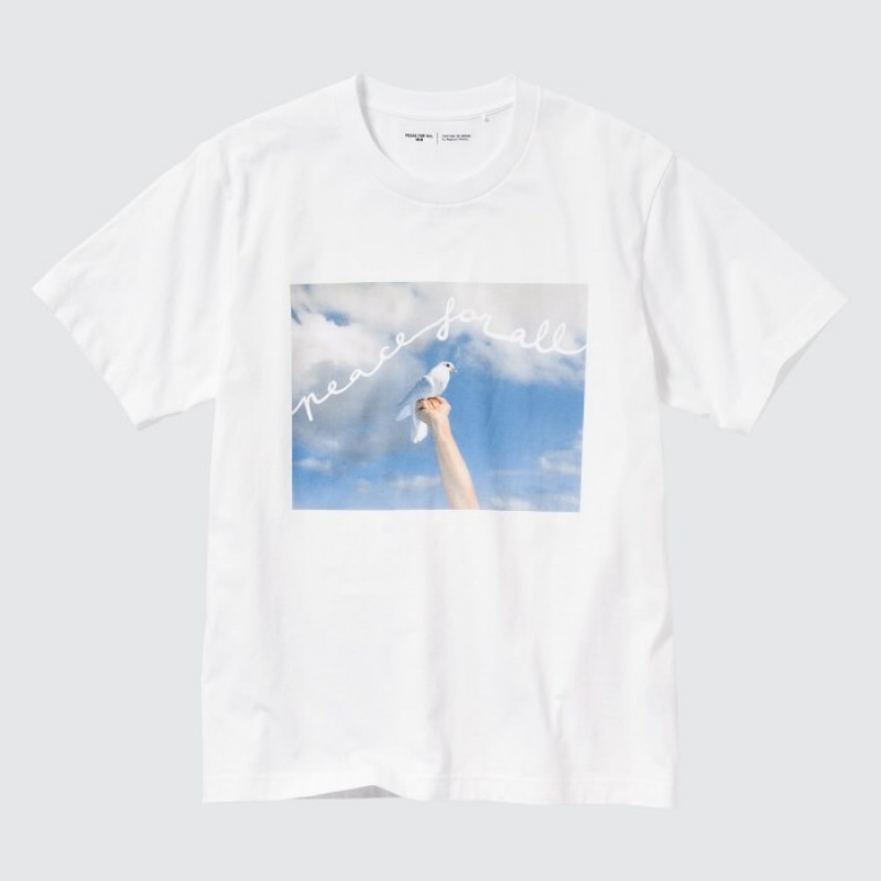 Uniqlo PEACE FOR ALL Short-Sleeve Graphic Magnum Photos T-shirts Dames Wit | 4504337