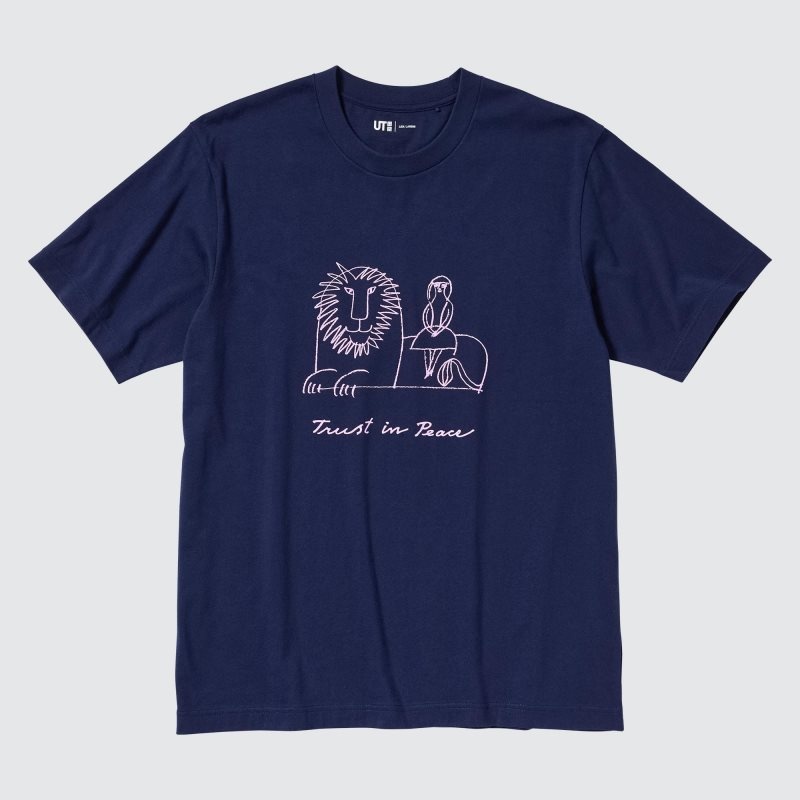 Uniqlo Peace For All Lisa Larson Short-sleeve Graphic T-shirts Heren Donkerblauw | 7271539
