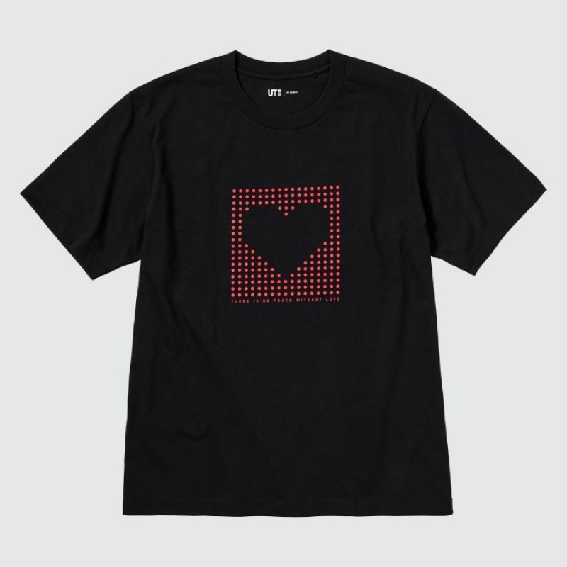 Uniqlo Peace For All Short-sleeve Graphic Rei Inamoto T-shirts Dames Zwart | 6511387
