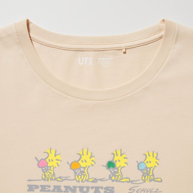 Uniqlo Peanuts Hawaii UT Short-Sleeve T-shirts Dames Beige | 4304432