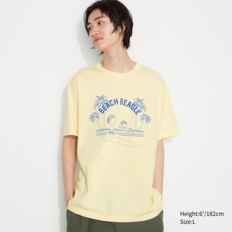 Uniqlo Peanuts Hawaii UT Short Sleeve T-shirts Dames Geel | 2114148
