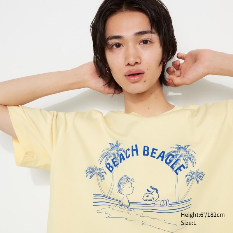 Uniqlo Peanuts Hawaii UT Short Sleeve T-shirts Dames Geel | 2114148