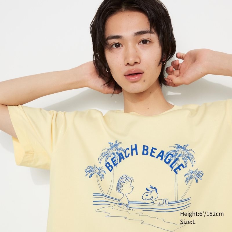 Uniqlo Peanuts Hawaii Ut Short Sleeve Graphic T-shirts Heren Geel | 7041323