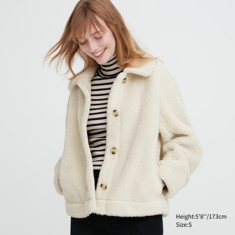 Uniqlo Pile-Lined Fleece Jassen Dames Wit | 975029