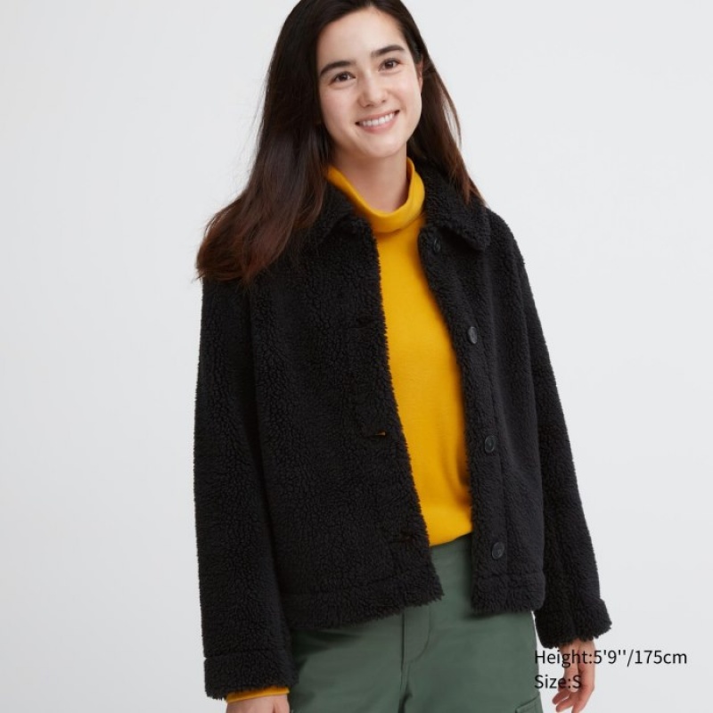 Uniqlo Pile-Lined Fleece Jassen Dames Zwart | 4247532