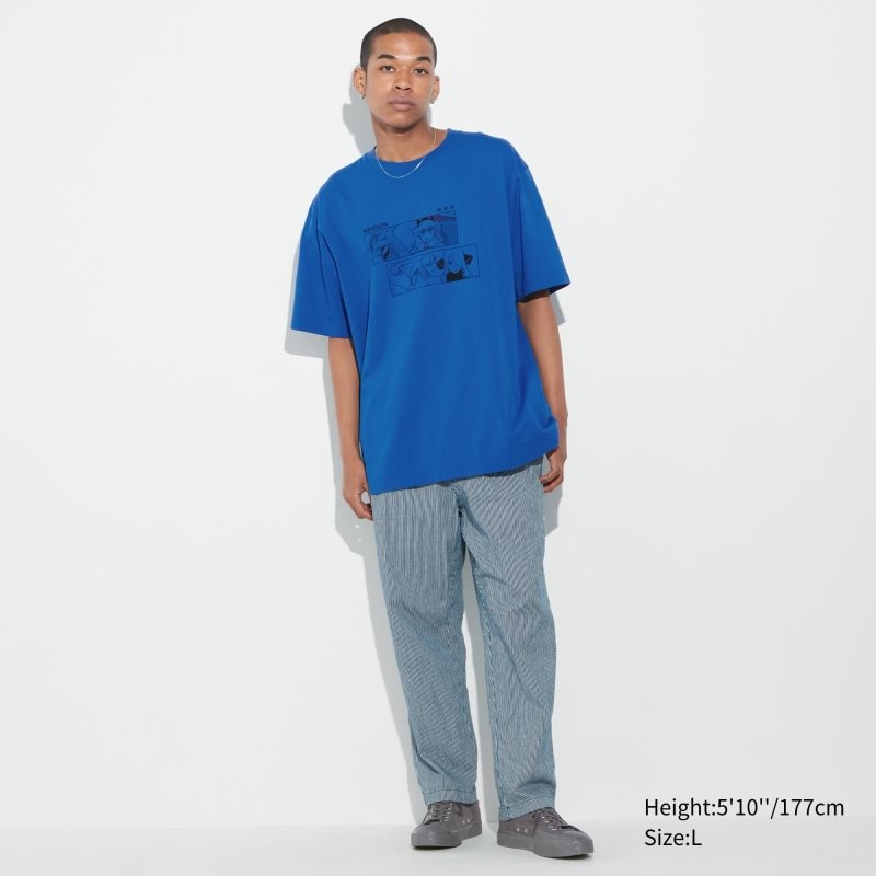 Uniqlo Pokémon Masters Ex Ut Oversized Short-sleeve Graphic T-shirts Heren Blauw | 6692065