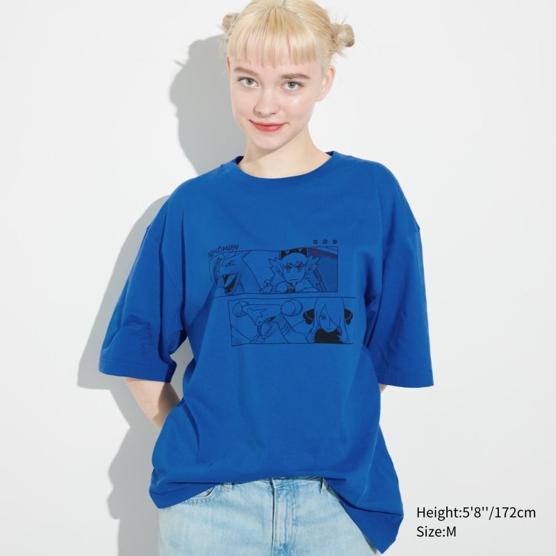 Uniqlo Pokémon Masters Ex Ut Oversized Short-sleeve Graphic T-shirts Heren Blauw | 6692065