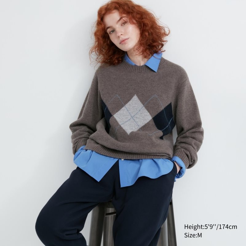 Uniqlo Premium Lambswool Crew Neck Long-sleeve Truien Heren Bruin | 2968701