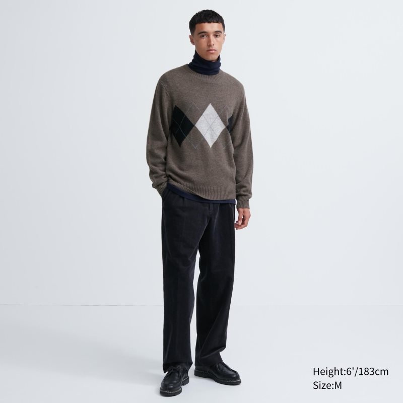 Uniqlo Premium Lambswool Crew Neck Long-sleeve Truien Heren Bruin | 2968701
