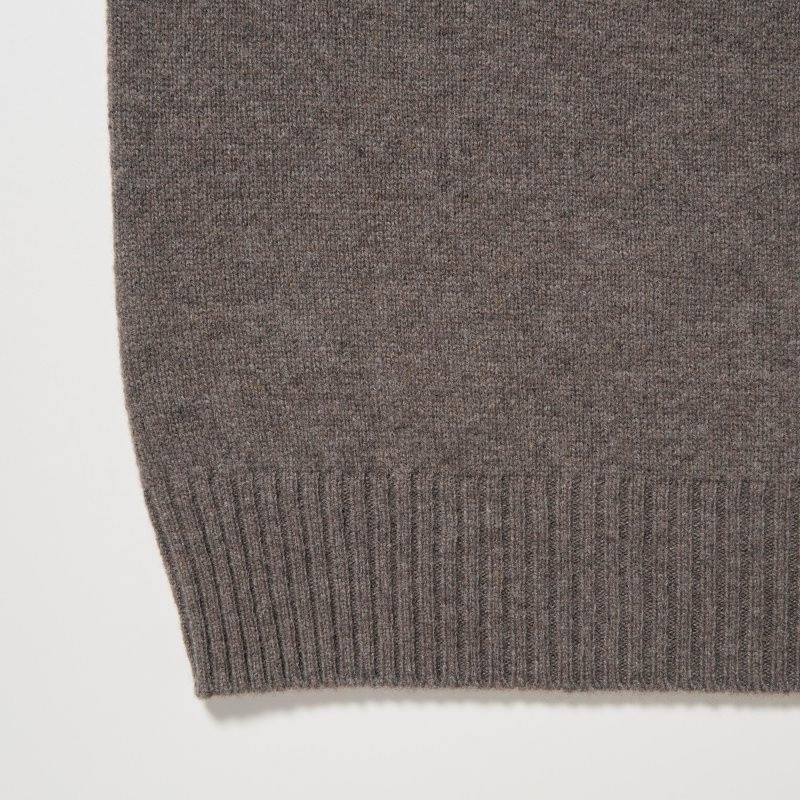 Uniqlo Premium Lambswool Crew Neck Long-sleeve Truien Heren Bruin | 2968701