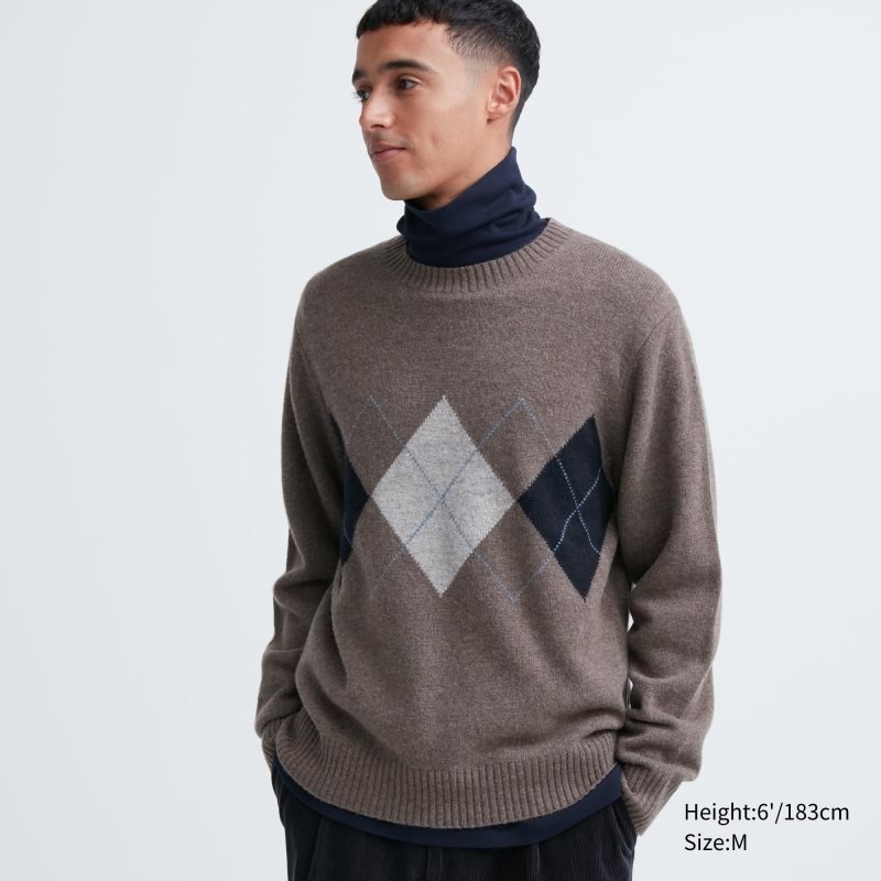 Uniqlo Premium Lambswool Crew Neck Long-sleeve Truien Heren Bruin | 2968701