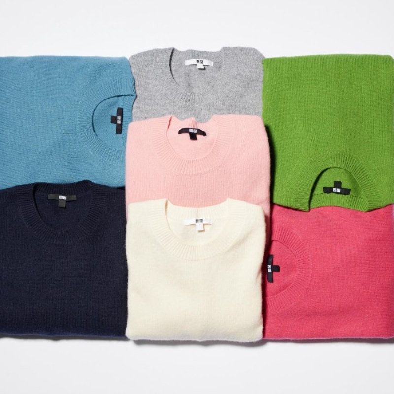 Uniqlo Premium Lambswool Crew Neck Long-sleeve Truien Dames Roze | 9710289