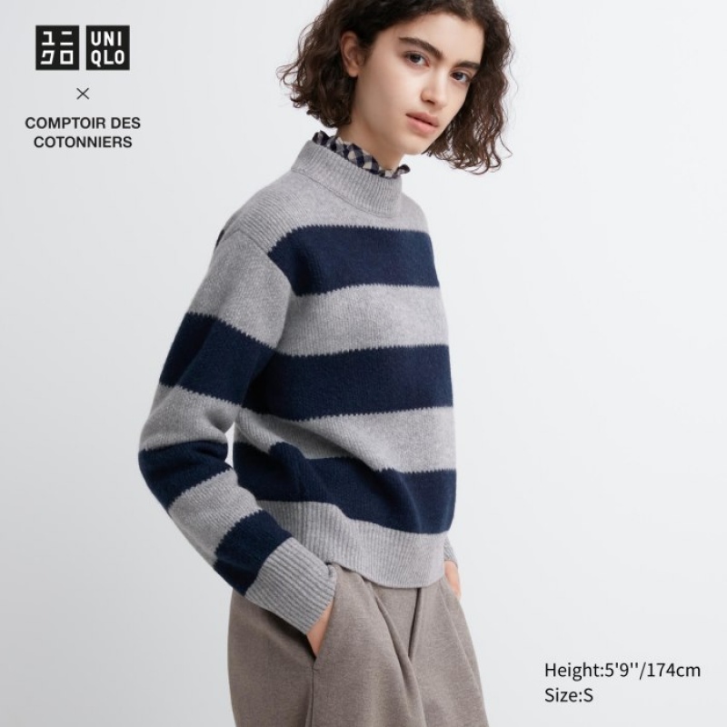 Uniqlo Premium Lambswool Long-Sleeve Truien Dames Grijs | 8241067